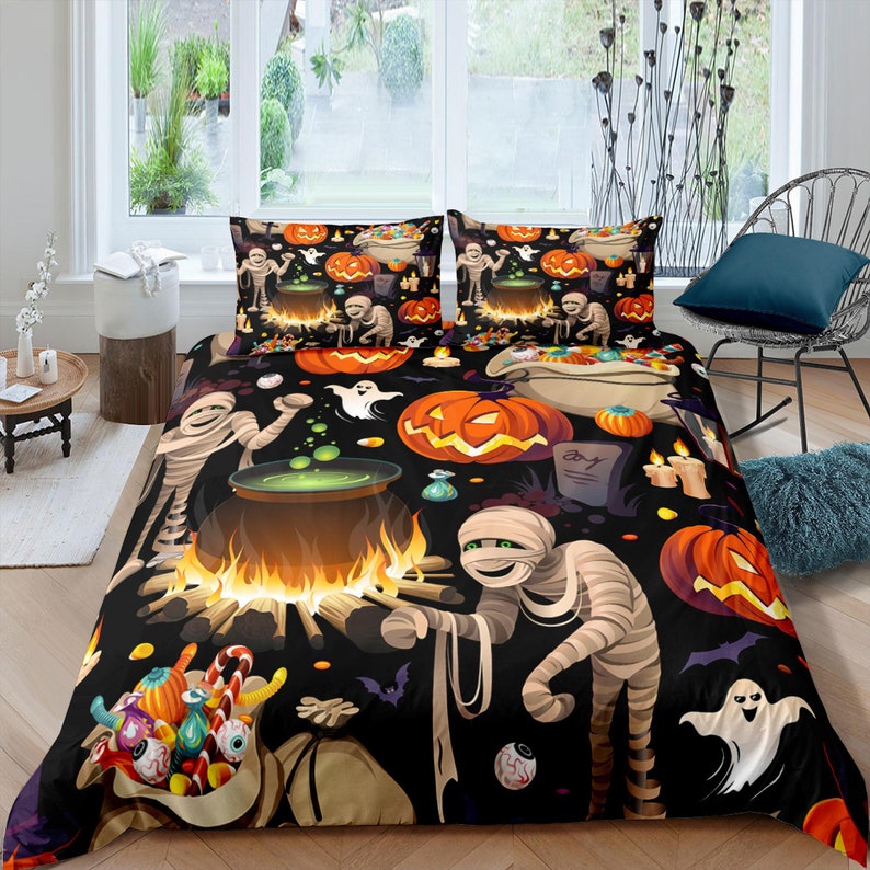 Mummy Ghost Witch Pumpkin Halloween Bedding & Pillowcase Etsy