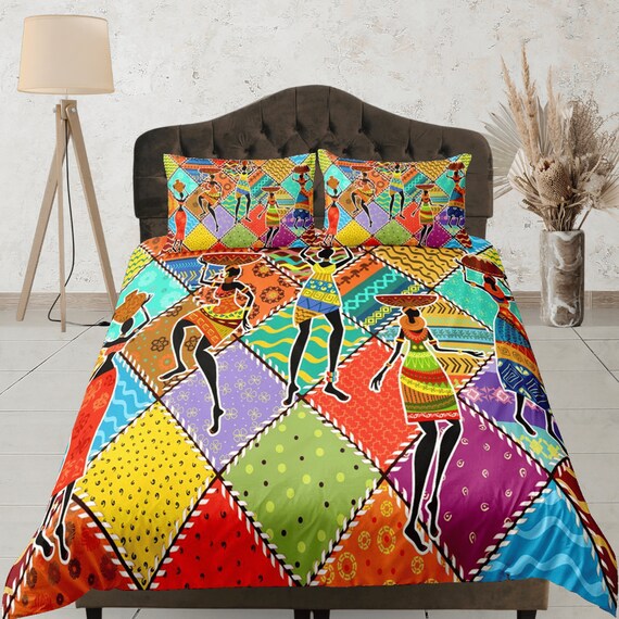 Colorful Patchwork Cotton Duvet Cover African Art Quilt Cover