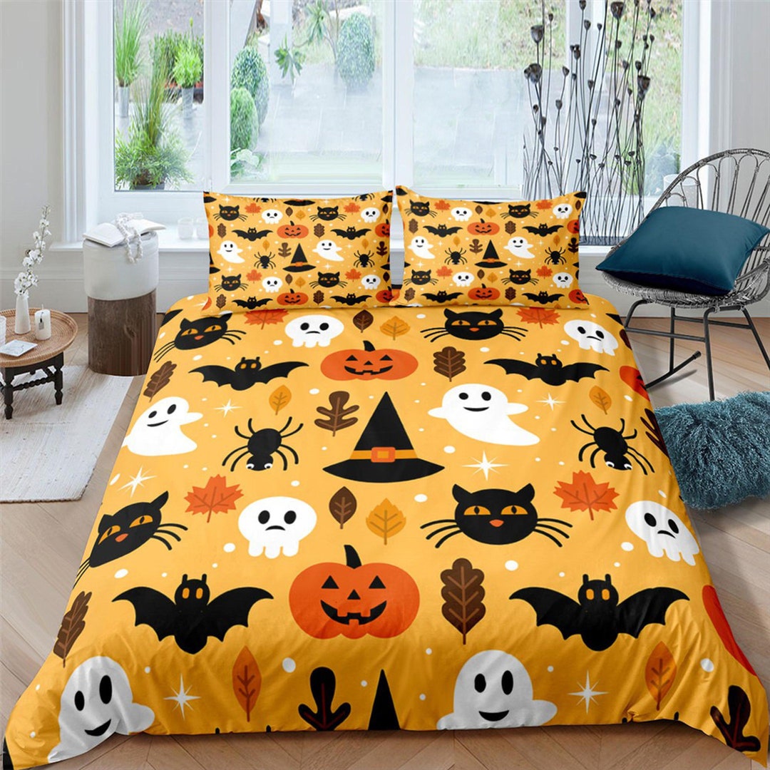 Cute Pumpkin Ghost Spider Black Cat Halloween Bedding & Etsy