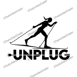 Desconecte-se da tecnologia | Saia | Esqui Cross Country | Esqui | Mulher menina feminina | Ao ar livre | Tecnologia | Engraçado | SVG | Download instantâneo