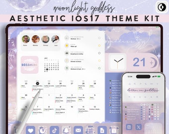 Aesthetic IOS 17 Moon Goddess Theme Kit & iPhone Icons | Purple iPhone icons | iPhone Wallpaper | iPad Theme | iPhone Theme | Pastel Icons