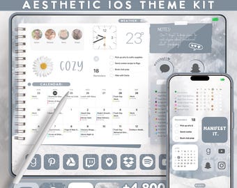 Aesthetic Winter iOS18 Theme Pack | Christmas iPad App Icons | Snowy Holiday iPhone Wallpaper | Holiday iPad Theme | Seasonal Theme Icons