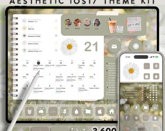 Aesthetic Neutral Spring IOS 18 Theme Kit | iPhone Icons | Cute Widgets | Green iPhone Wallpaper | Green iPad Theme | iPhone Theme Floral