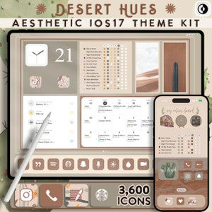Ästhetisches iOS18 Theme Pack | iPad App Icons | Neutral iPhone Wallpaper | iPad Theme Beige | Wallpaper von der Wüste für iPad