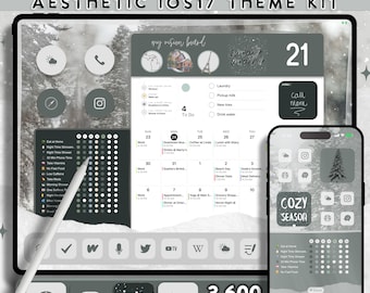 Aesthetic Winter iOS18 Theme Pack | Christmas iPad App Icons | Snowy Holiday iPhone Wallpaper | Holiday iPad Theme | Snow Icons for iPad