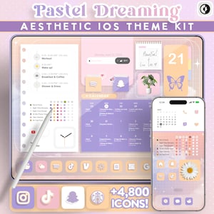 Y2K Pastellästhetik iOS 18 Theme Kit | Neutral Pastell iPad Theme | 4.800 iPad & iPhone App Icons | Kawaii iPad Wallpaper | Pink iPad
