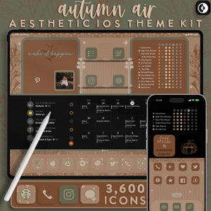 Aesthetic IOS 18 Theme Kit, iPad Wallpaper, iPhone Icons, Widgets, iPhone Wallpaper, iPad Lockscreen, Fall Theme Wallpaper iPhone