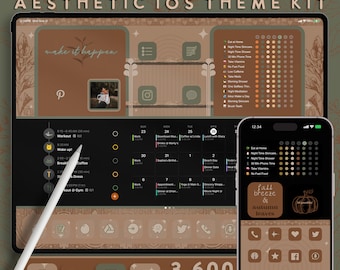 Aesthetic IOS 18 Theme Kit, iPad Wallpaper, iPhone Icons, Widgets, iPhone Hintergrundbilder, iPad Sperrbildschirm, Herbst Thema Wallpaper iPhone
