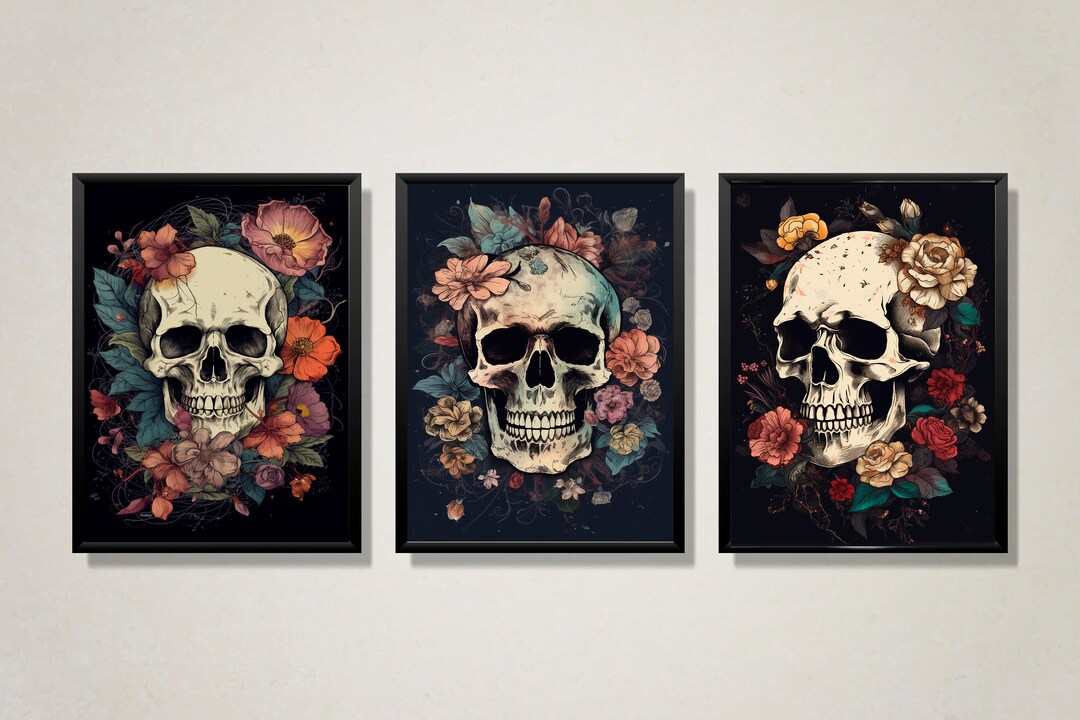 Black & Teal Gothic Skull Print Bloomers main image 1