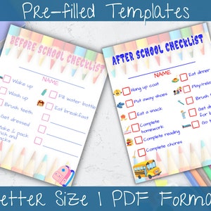 Printable Before and After School Checklist | 2 Different Styles | Pink ...