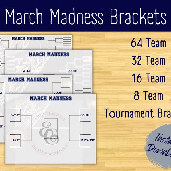 March Madness Printable Bracket 2023, ncaa Bracket Sheet, College Basketball Printable, NCAA Tournament Bracket, Basketball Printable PDF