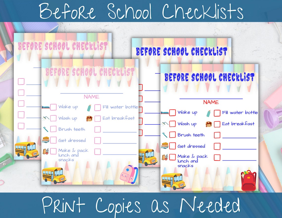 Printable Before and After School Checklist 2 Different - Etsy