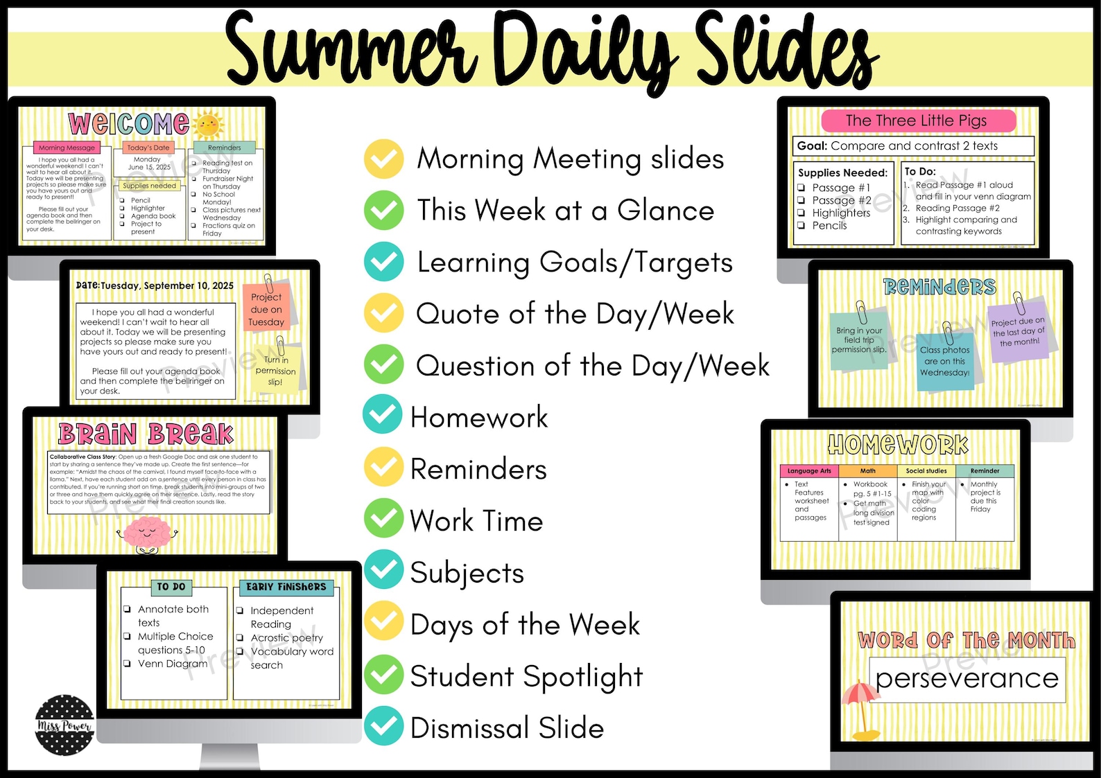 Summer Daily Classroom Slides Templates | Welcome Good Morning Slides ...