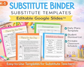 Substitute Binder Templates | Emergency Sub Binder | Sub Plans Template | Rainbow Theme