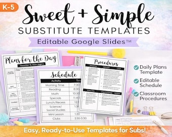 Substitute Binder Templates | Emergency Sub Binder | Sub Plans Template | Classroom Organization | Black and White Theme