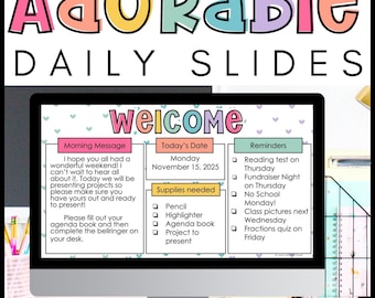 Morning Meeting Google Slides Template: Daily Agenda, Visual Schedule (PDF Download