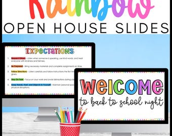 Zurück zu Schulnachtrutschen | Tag der offenen Tür Diashow Klassenzimmer | Curriculum Nachtpräsentation | | Treffen Sie die Lehrer-Vorlage | Regenbogen-Thema