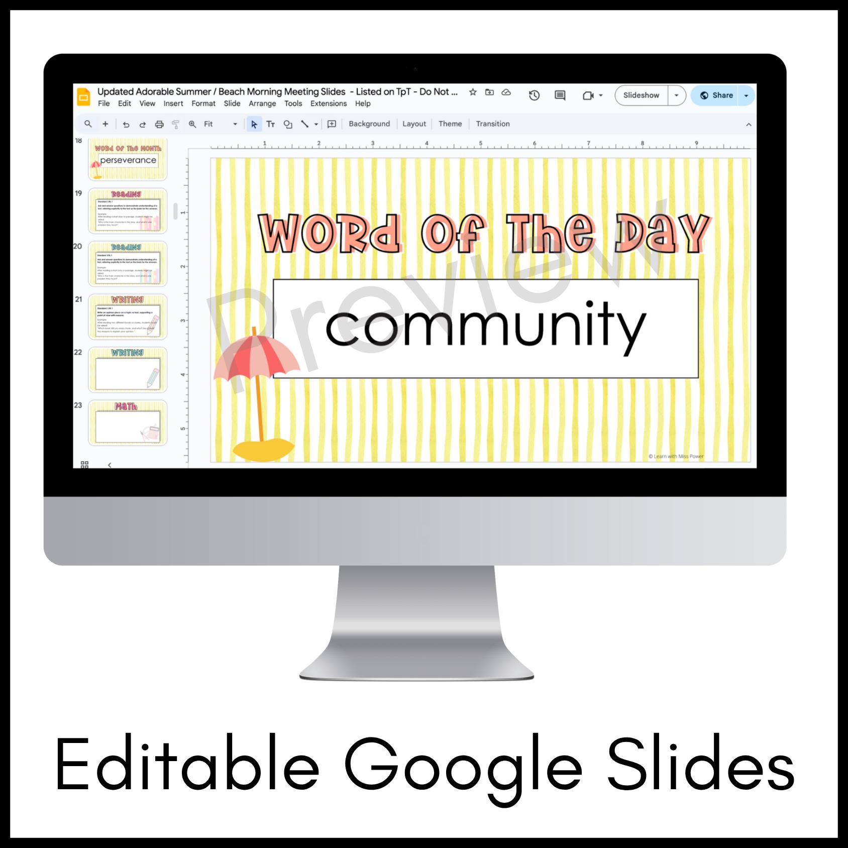Summer Daily Classroom Slides Templates | Welcome Good Morning Slides ...