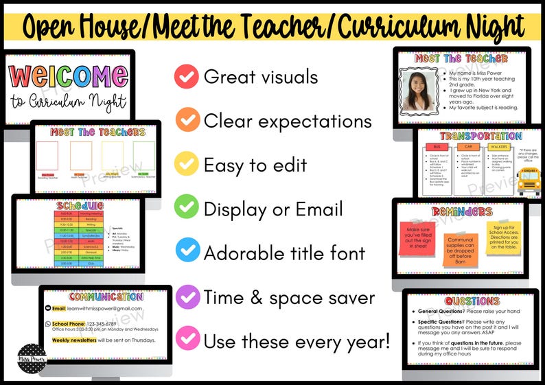 Editable Open House Slideshow Template: Back to School Night ...