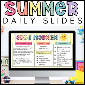 Beach Theme Daily Classroom Slides | Welcome Good Morning Slides | Morning Meeting Slides | Back to School Slides
