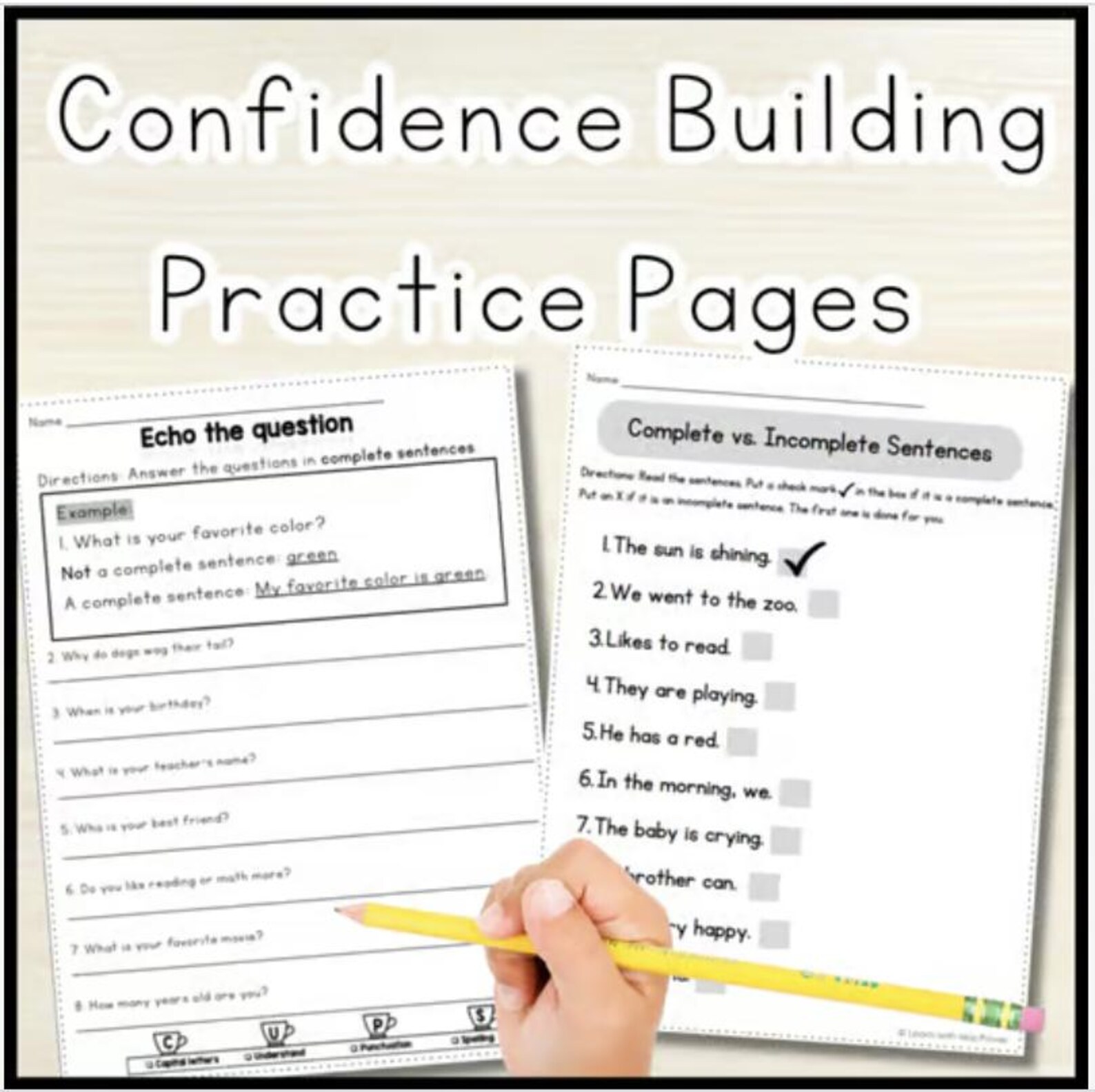 Elementary Sentence Writing Worksheets | Editing Worksheets | Complete ...