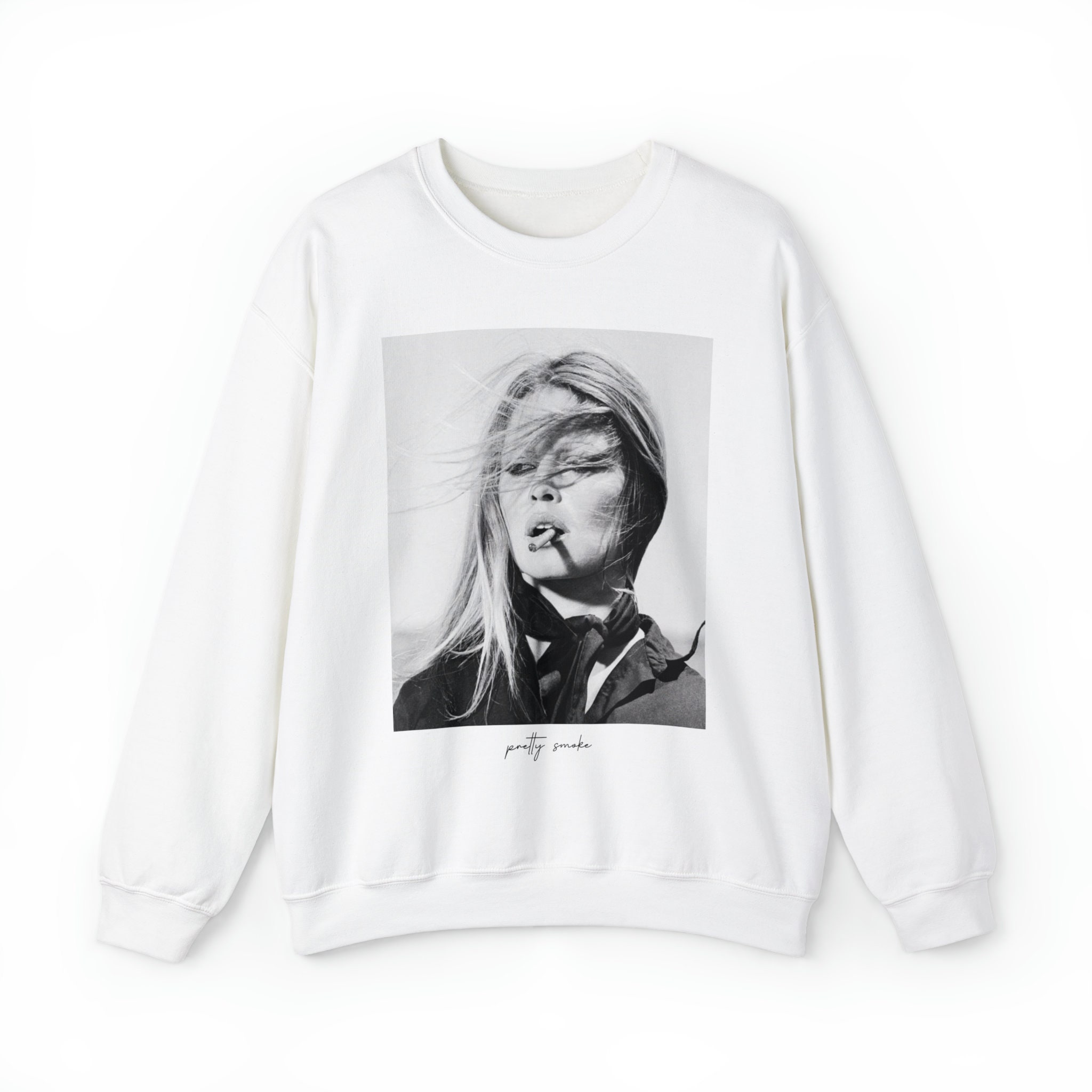 Pretty Smoke Crewneck Sweatshirt, Brigitte Bardot, Vintage Sweatshirt,  Vintage Crewneck Graphic Shirt, Brigitte Bardot Graphic Long Sleeve 