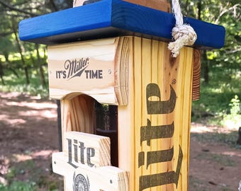 Miller Lite Beer Bottle Easy Fill Bird Feeder