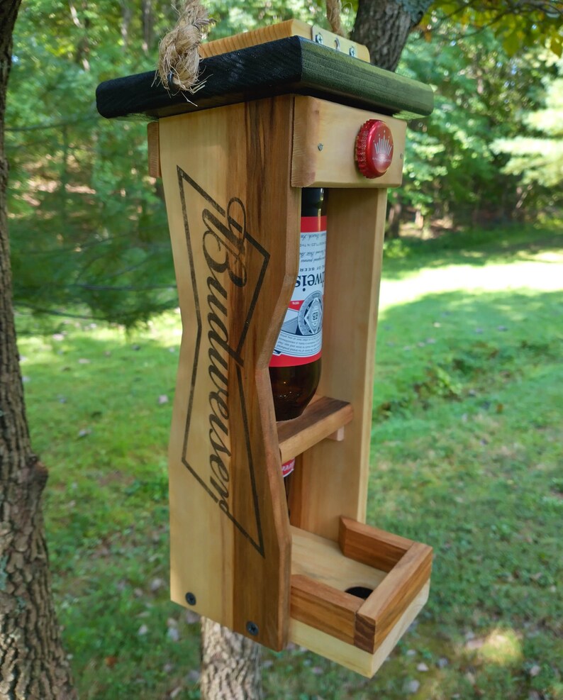 Budweiser Beer Bottle Easy Fill Bird Feeder Etsy