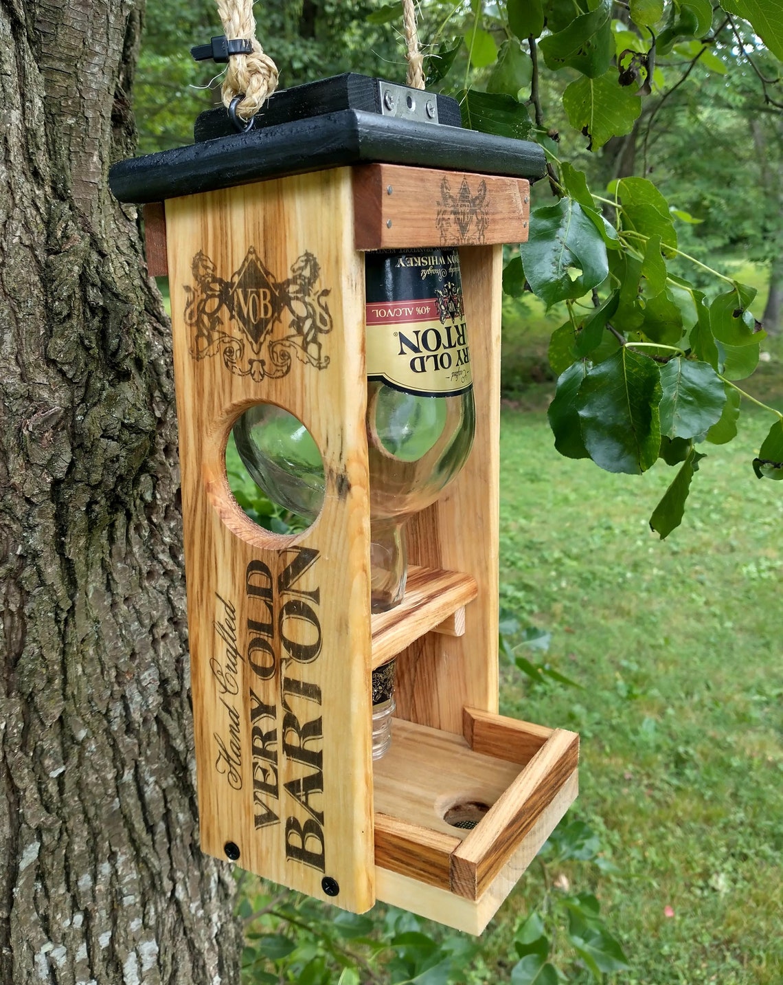 Very Old Barton Whiskey Bottle Easy Fill Bird Feeder - Etsy 