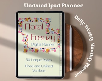 Floral Digital Planner, Undated Daily Weekly Monthly, Goodnotes iPad Planner (PDF)
