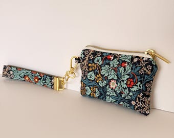 Handmade Quilted Wallet Coin Purse with Keychain Wristlet,