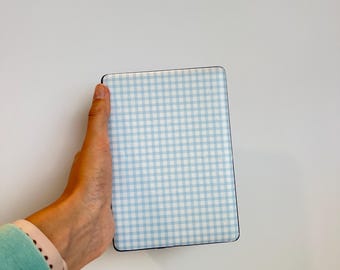 Light Blue Gingham Kindle Skin, Vinyl Kindle Decal