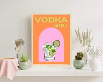 Vodka Soda Digital Print- Bar Cart Art