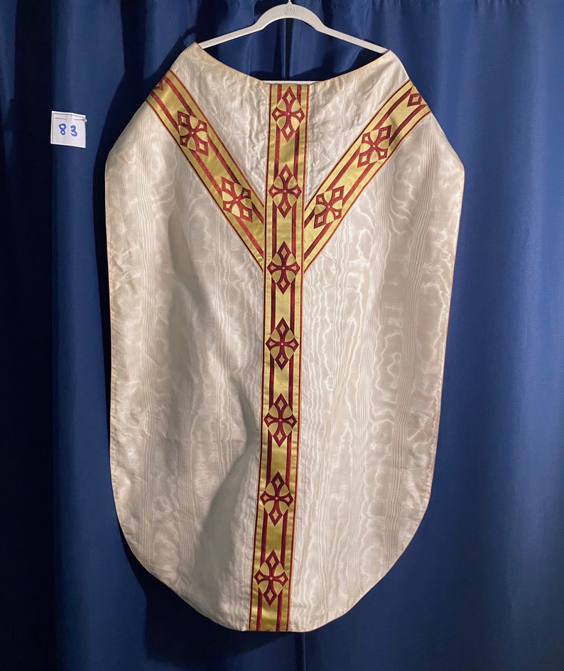 Red, White and Gold Roman Reversible Chasuble 2024 with Chi-Rho Symbol #83