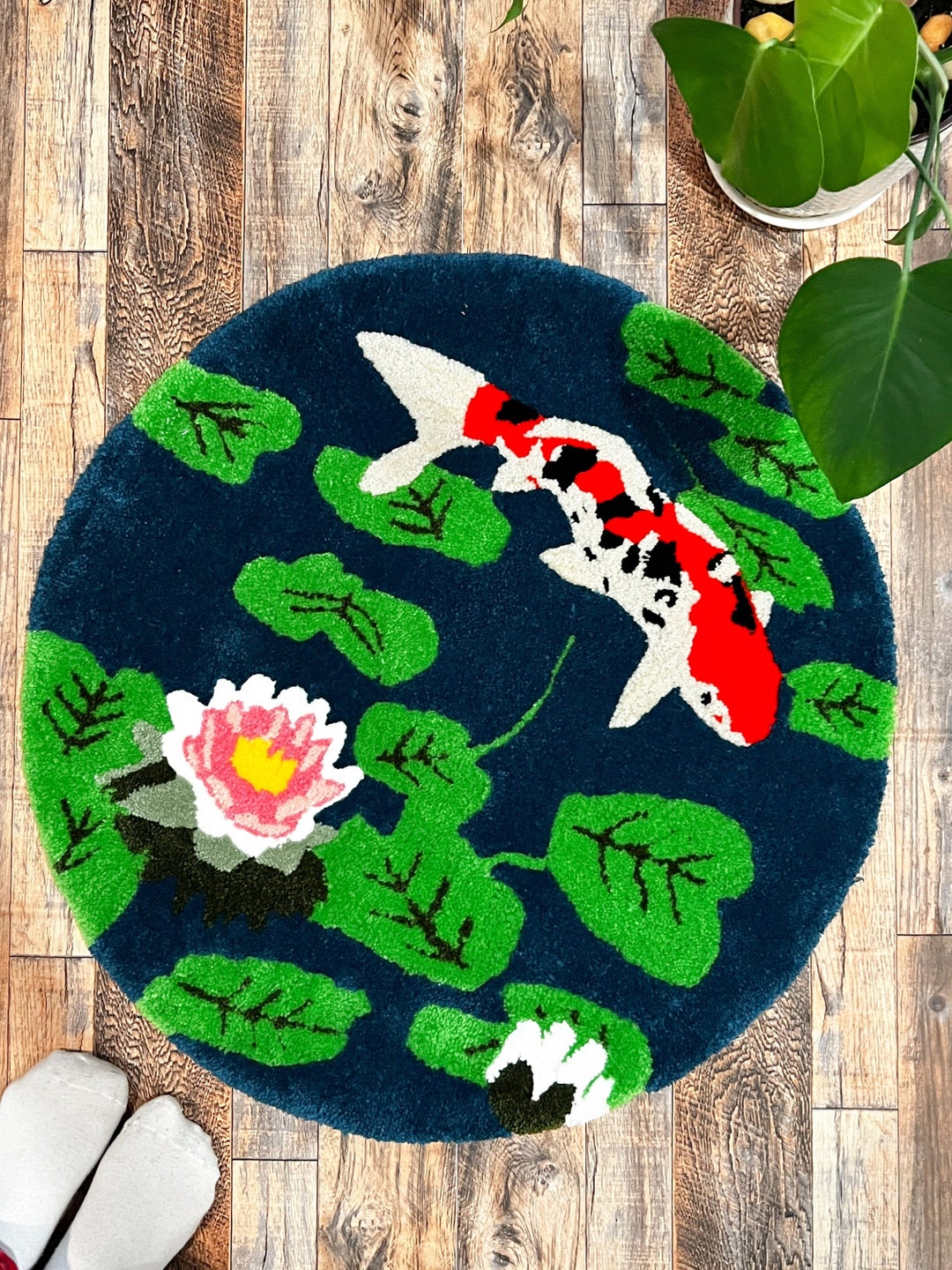 Japanese Koi Pond Rug Etsy