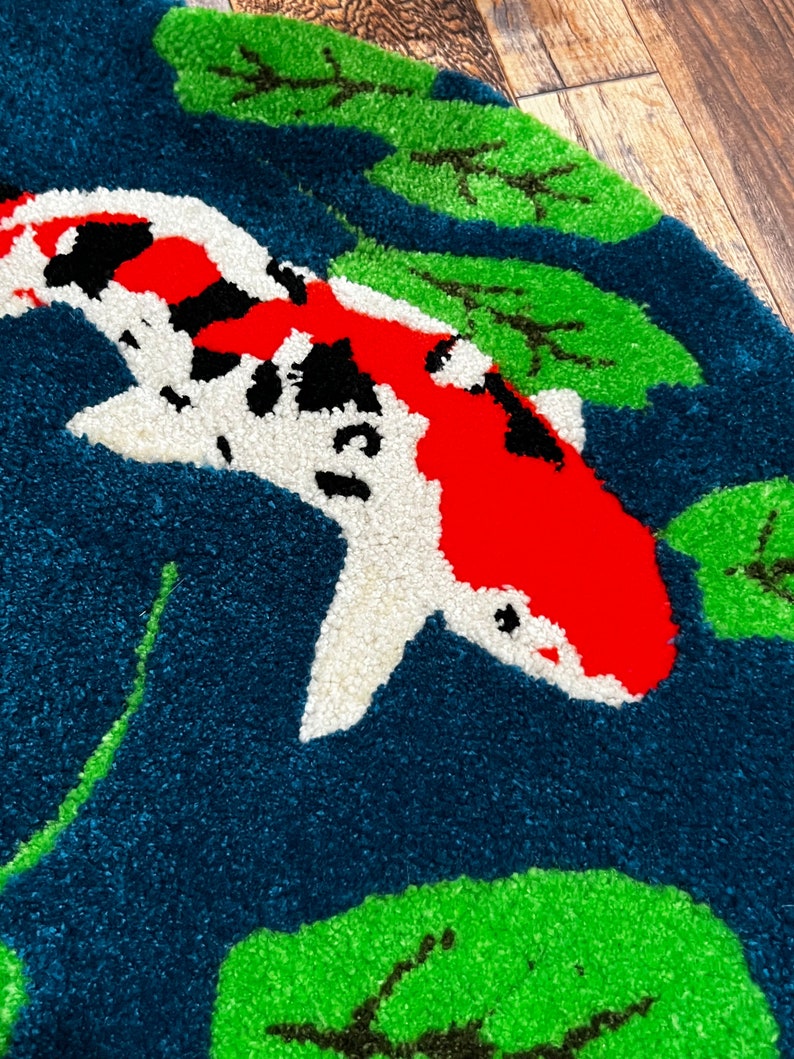 Japanese Koi Pond Rug Etsy