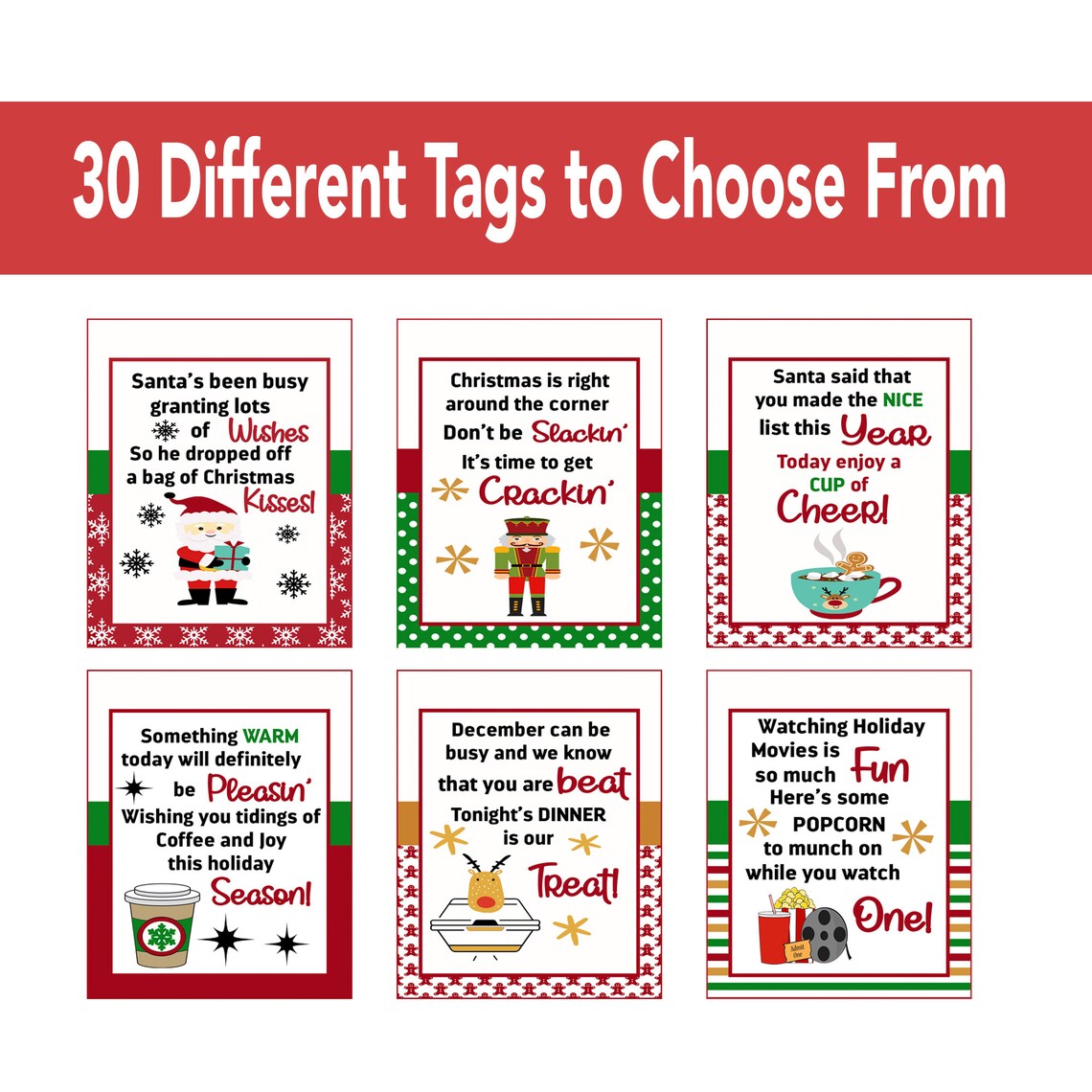 24 Days of Christmas Tags, Advent Calendar Tags, Printable Twelve Days ...