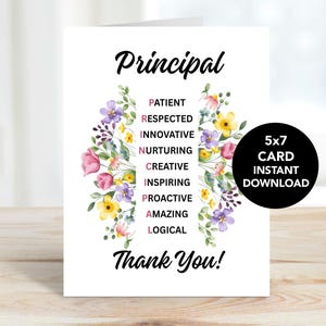 Principal Thank You Card, Principal Appreciation Card, National Principals Day Card, Card for Principal, Printable Principal Card