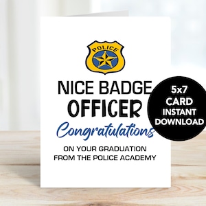 Tarjeta de graduación de la policía, tarjeta de graduación de la policía imprimible, tarjeta digital para oficial de policía, tarjeta de sombrero de graduación, tarjeta de graduación feliz