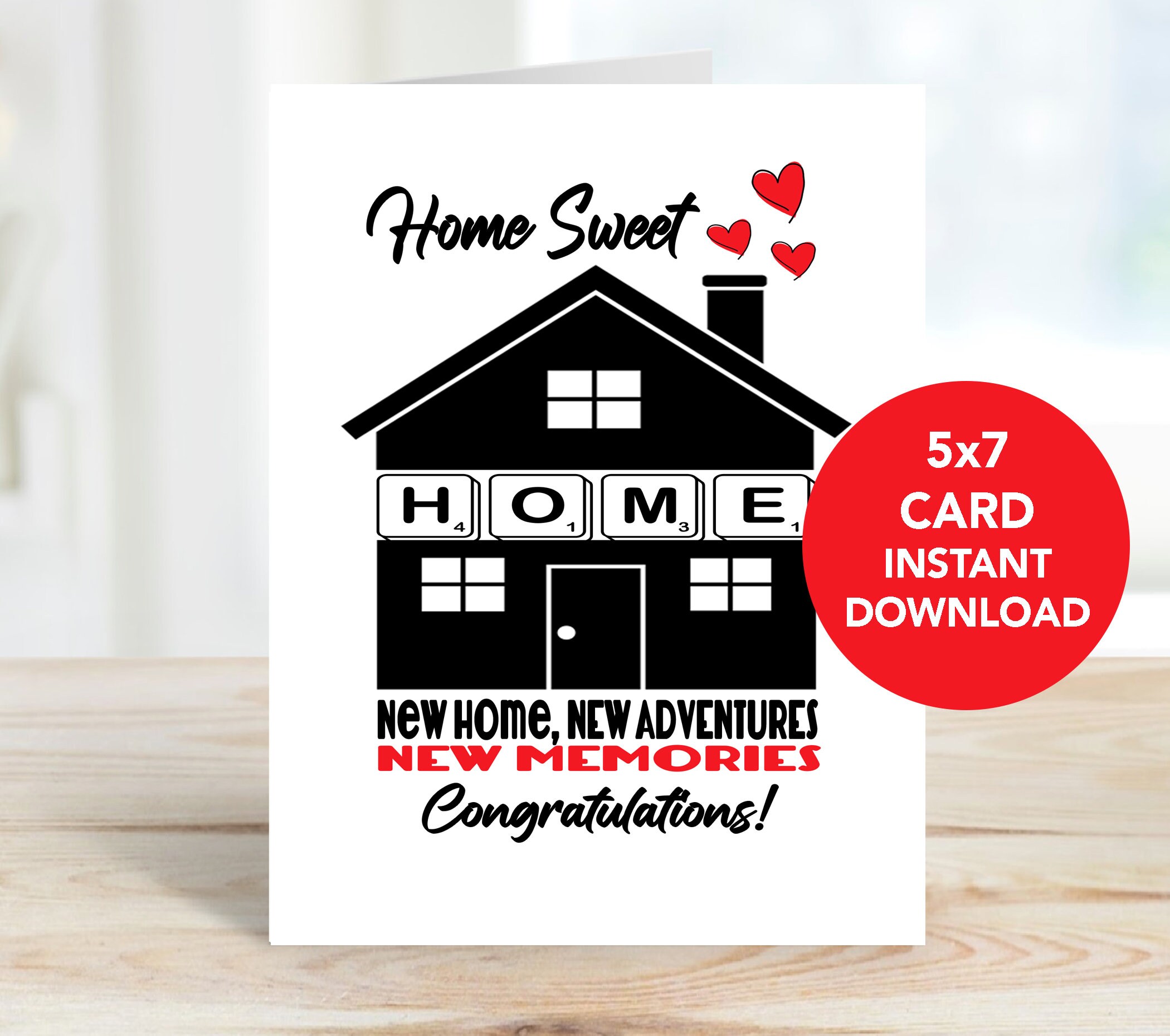 Printable New Home Card, Congratulations New Home Card, First Home Card ...