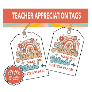 Teacher Appreciation Tags, World Teachers Day Tags, Teacher Thank You Tags, Teacher Appreciation Printable Tags