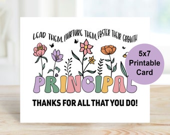 Principal Appreciation Card, Principal Thank You Card, Boho Principal Retirement Card, Digital Card for Principal, Printable Principal Gift