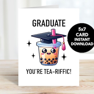 Tarjeta de graduación de Bubble Tea, tarjeta de graduación imprimible, tarjeta de graduación de 8.º grado, tarjeta de graduación de secundaria, tarjeta de graduación divertida, tarjeta de graduación de maestría