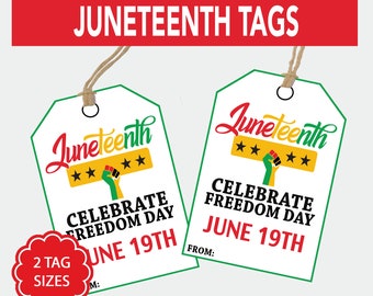Juneteenth Tags, Freedom Day Tags, Juneteenth Cookie Tags, Juneteenth Gift Tags, June 19 Tags, Black History Tags for kids, seniors, teens