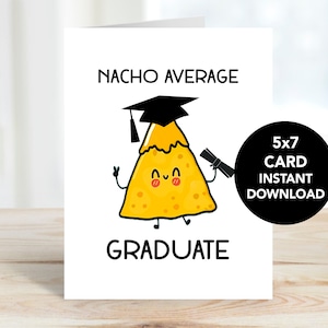 Carte moyenne des diplômés Nacho, Carte de remise des diplômes imprimable, Carte de remise des diplômes de 8e année, Carte de remise des diplômes du secondaire, Carte de remise des diplômes amusante, Carte de finissants mignonne