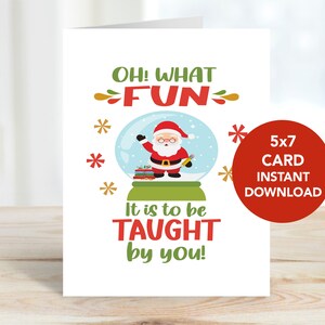 Teacher Christmas Card, Printable Teacher Christmas, Card for Teacher, Christmas School Card, Instant Download