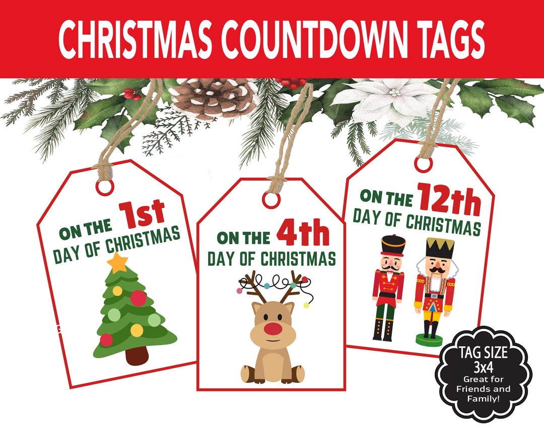 Christmas Countdown Gift Tags 12 Days Of Christmas Gift Tags Advent Christmas countdown gift tags 12 days of christmas gift tags advent