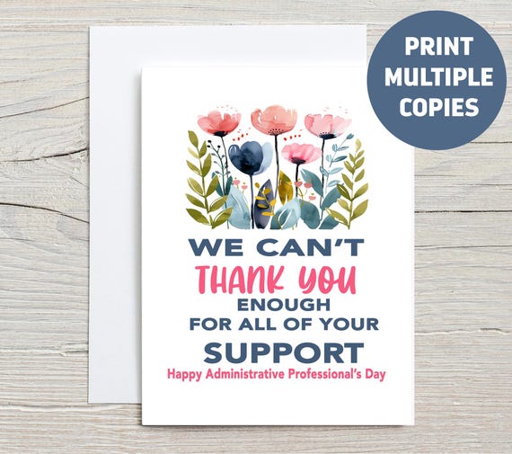 Printable Administrative Professionals Card, Executive Assistant, Administrative Professionals' Day, School Secretary Card