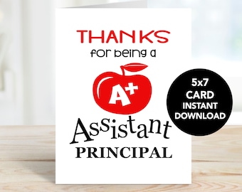 Assistant Principal Card, Assistant Principal Appreciation Card, Assistant Principal Printable, Thank You Assistant Principal Card