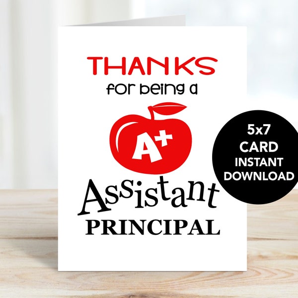 Assistant Principal Card, Assistant Principal Appreciation Card, Assistant Principal Printable, Thank You Assistant Principal Card